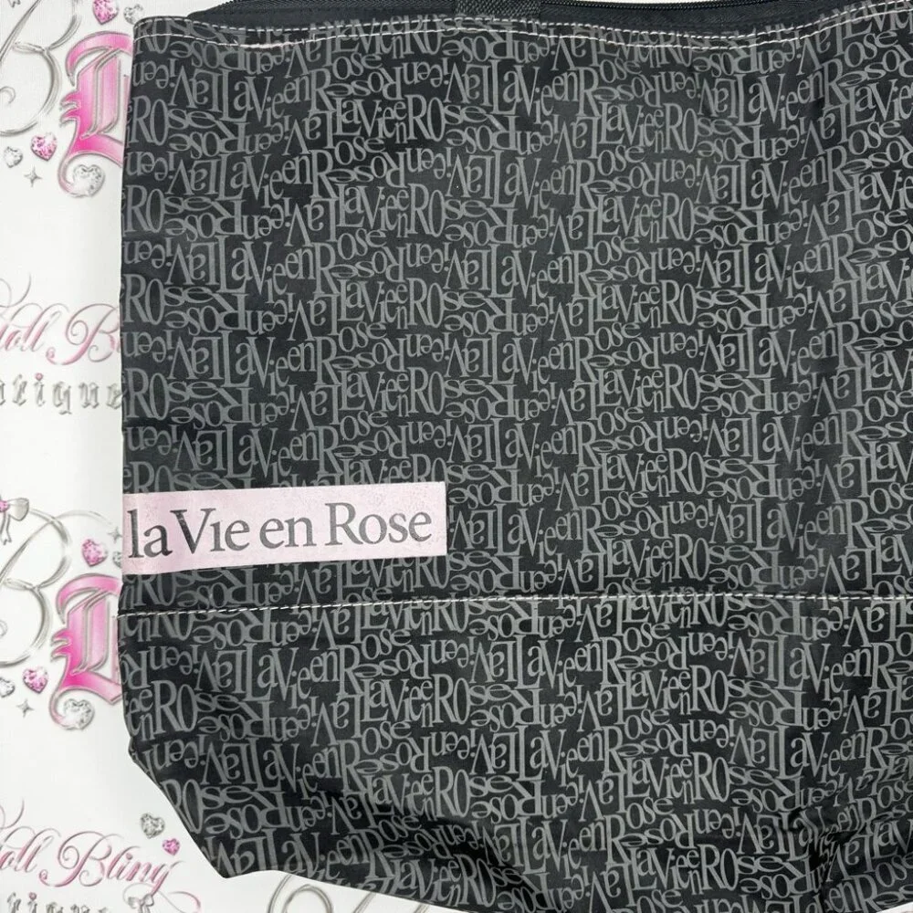 La Vie en Rose Black Tote Bag pink black